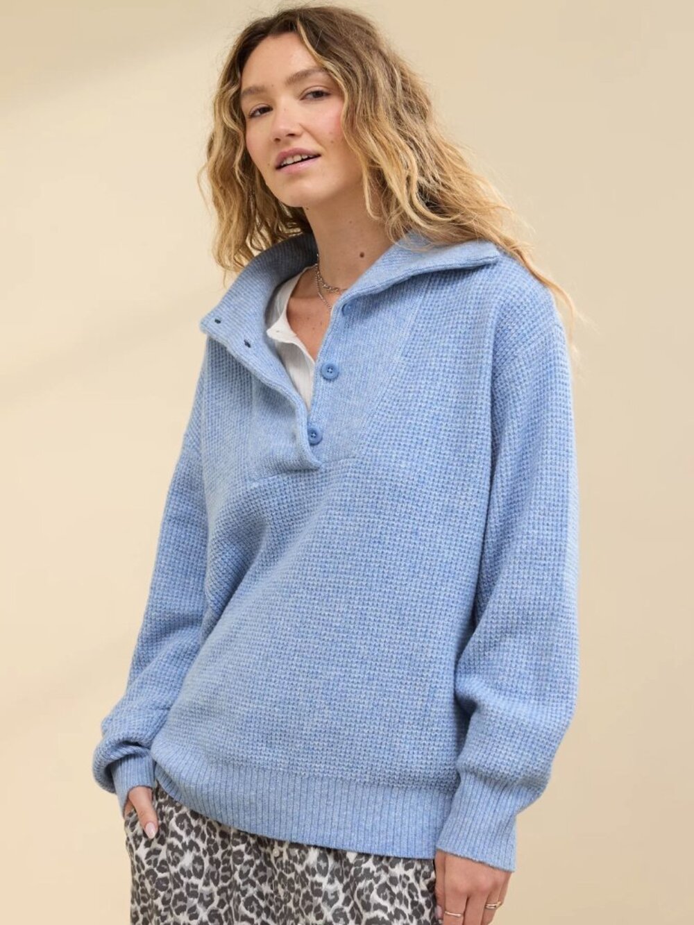 Aerie Women's Oversized CozyUp Waffle Button Sweater - Size S